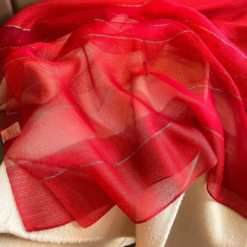 Korean Style New Contrast Color Warm Scarf Fashionable Western Style Gift Giving Long Shawl Women's Silk Blended Scarf
