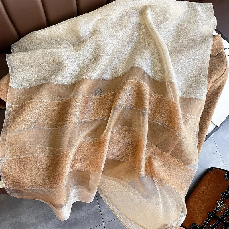 Korean Style New Contrast Color Warm Scarf Fashionable Western Style Gift Giving Long Shawl Women's Silk Blended Scarf
