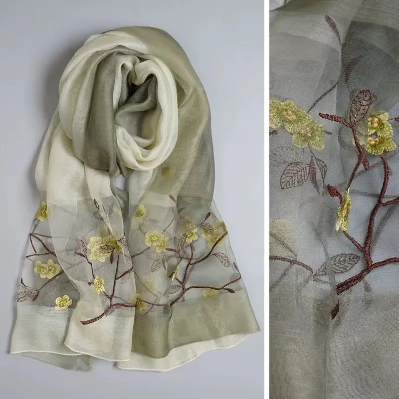 Korean Style New Contrast Color Warm Scarf Fashionable Western Style Gift Giving Long Shawl Women's Silk Blended Scarf