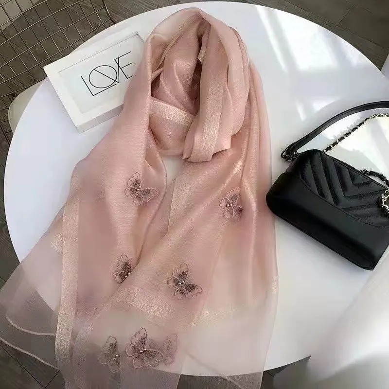 Korean Style New Contrast Color Warm Scarf Fashionable Western Style Gift Giving Long Shawl Women's Silk Blended Scarf