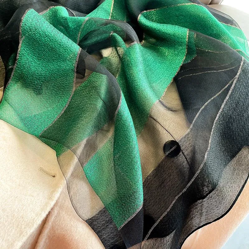 Korean Style New Contrast Color Warm Scarf Fashionable Western Style Gift Giving Long Shawl Women's Silk Blended Scarf