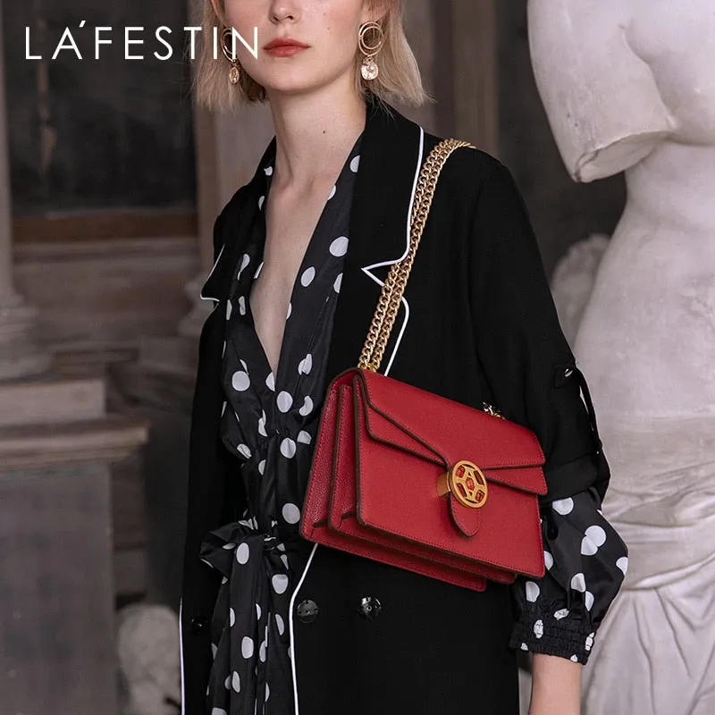 LA FESTIN New Fashion Luxury Women Handbag Temperament One-Shoulder Messenger Bag Classic Chain Leather Niche