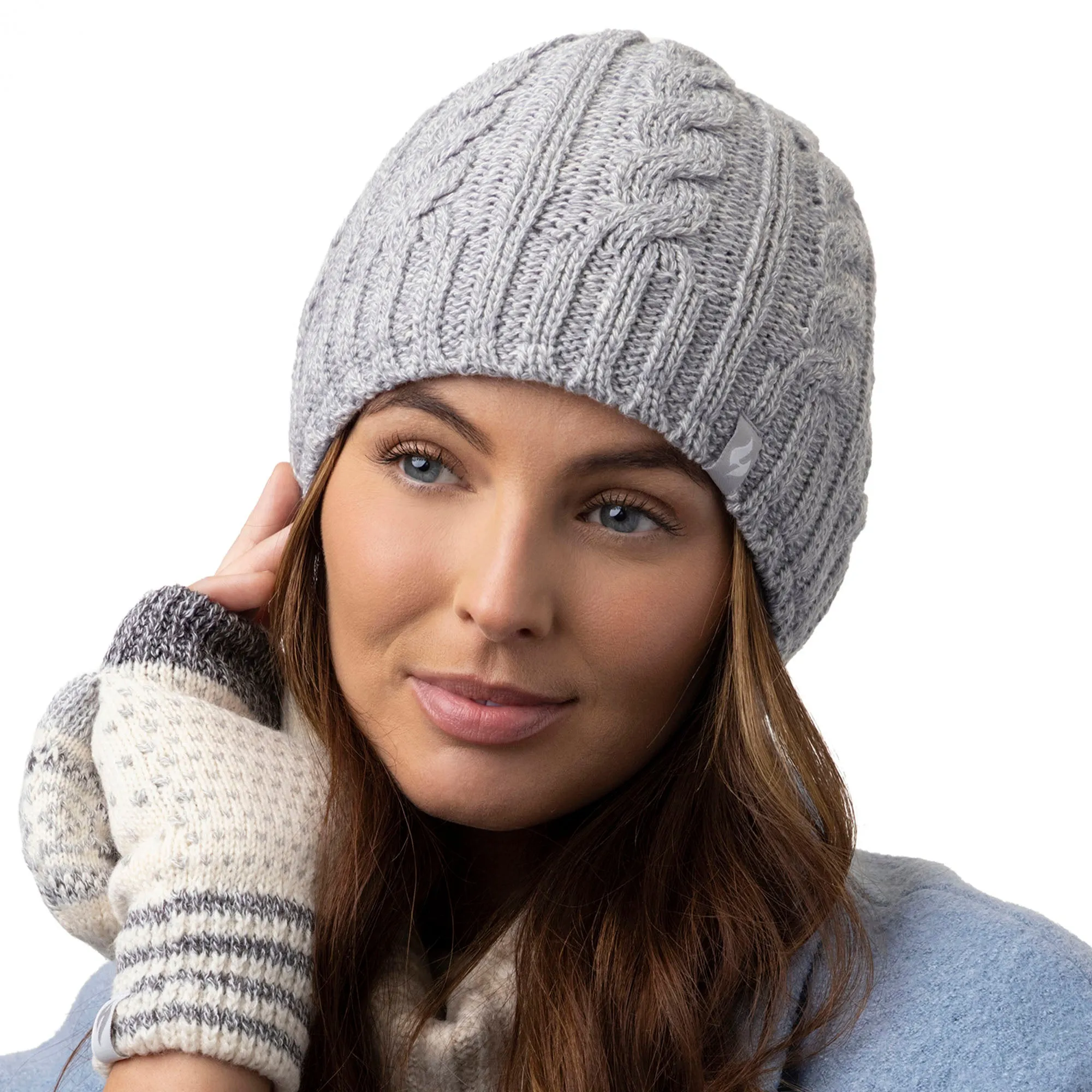 Ladies Knitted Thermal Hat Scarf & Gloves Set for Cold Weather