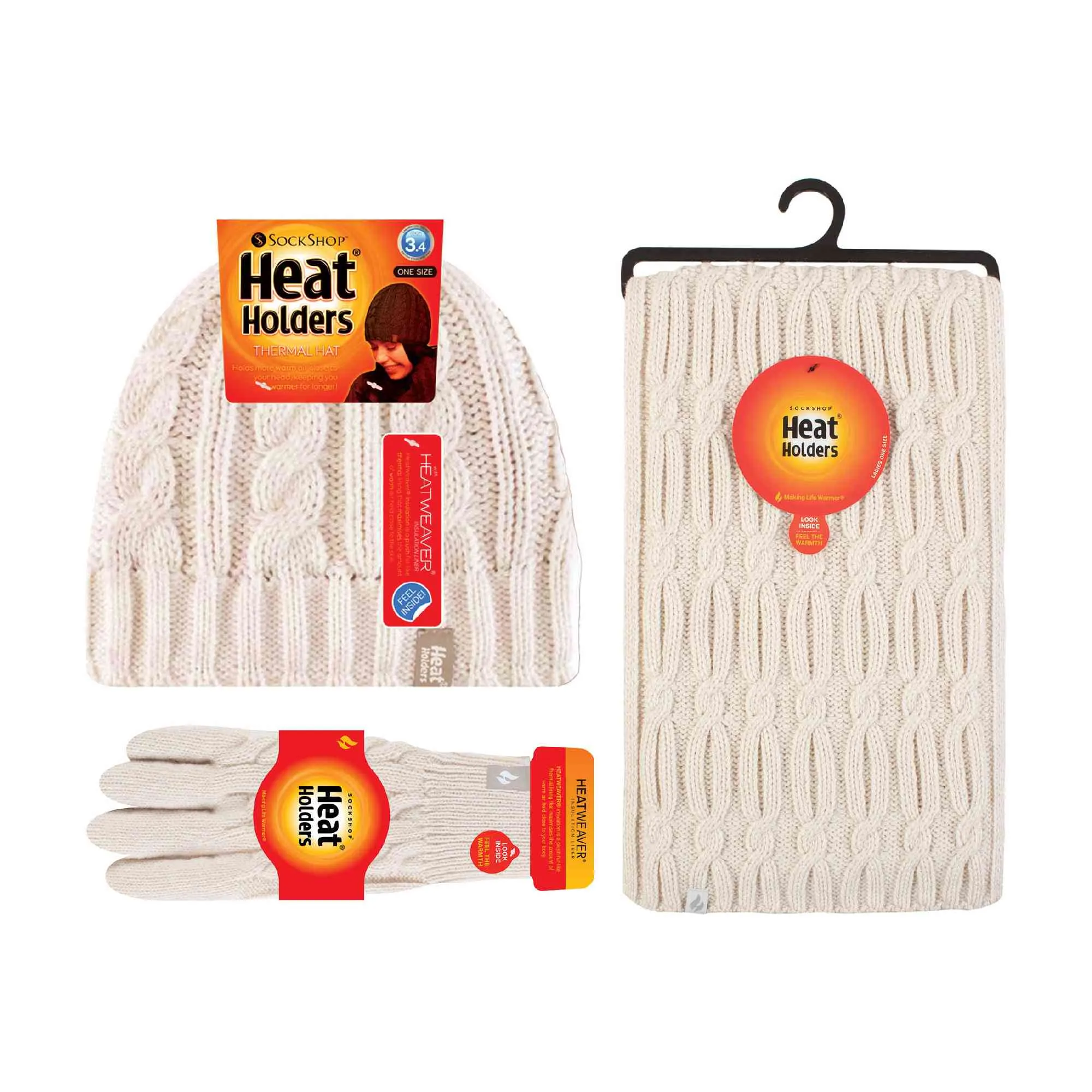 Ladies Knitted Thermal Hat Scarf & Gloves Set for Cold Weather