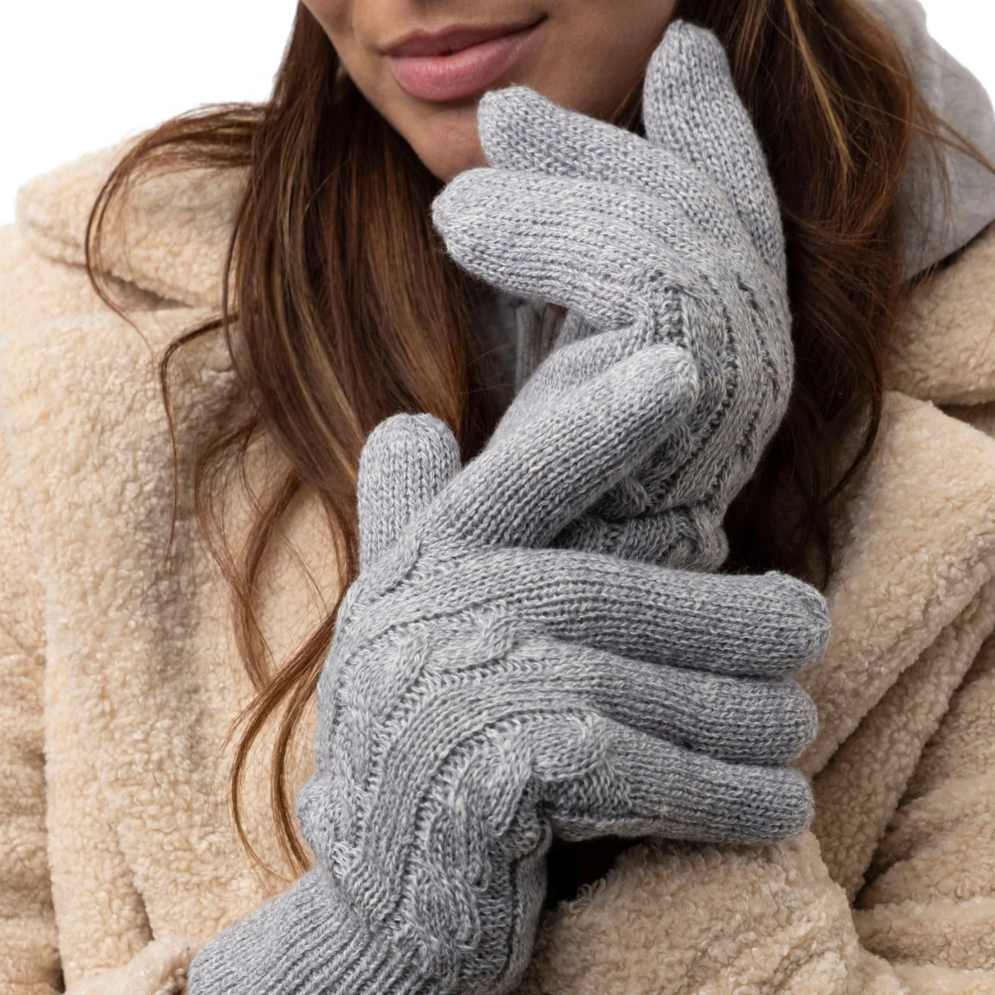 Ladies Knitted Thermal Hat Scarf & Gloves Set for Cold Weather