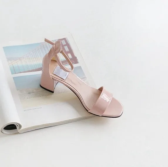 Ladies Petite Size Block Heels Ankle Strap Sandals SS109