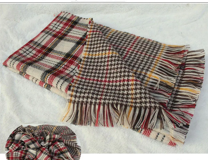 Ladies Scarf Fashion Houndstooth Winter Warm Plaid Double Side Thick Long Shawl Echarpe Pashmina Cape Women Scarves 1WJ3110