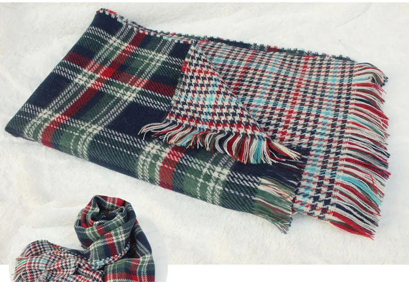 Ladies Scarf Fashion Houndstooth Winter Warm Plaid Double Side Thick Long Shawl Echarpe Pashmina Cape Women Scarves 1WJ3110
