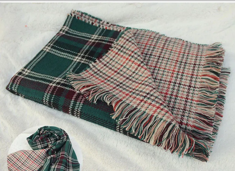 Ladies Scarf Fashion Houndstooth Winter Warm Plaid Double Side Thick Long Shawl Echarpe Pashmina Cape Women Scarves 1WJ3110