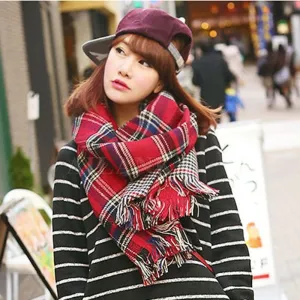 Ladies Scarf Fashion Houndstooth Winter Warm Plaid Double Side Thick Long Shawl Echarpe Pashmina Cape Women Scarves 1WJ3110