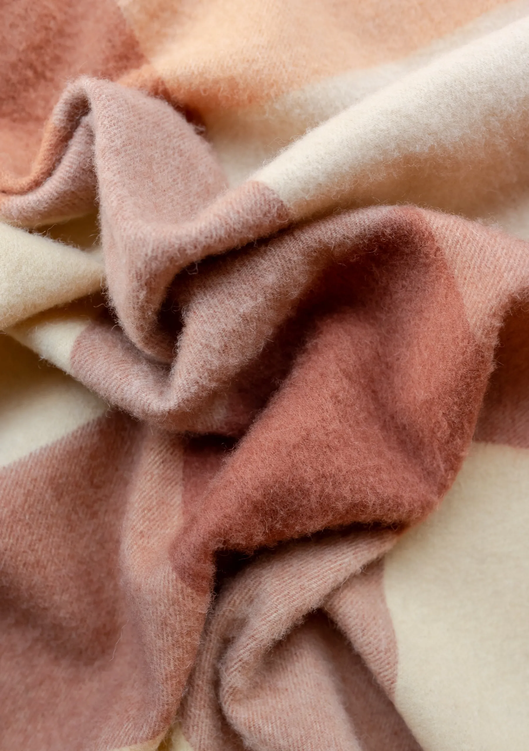 Lambswool Oversized Scarf in Buttermilk & Brown Block Check