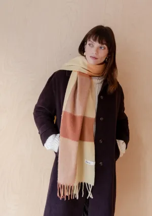Lambswool Oversized Scarf in Buttermilk & Brown Block Check