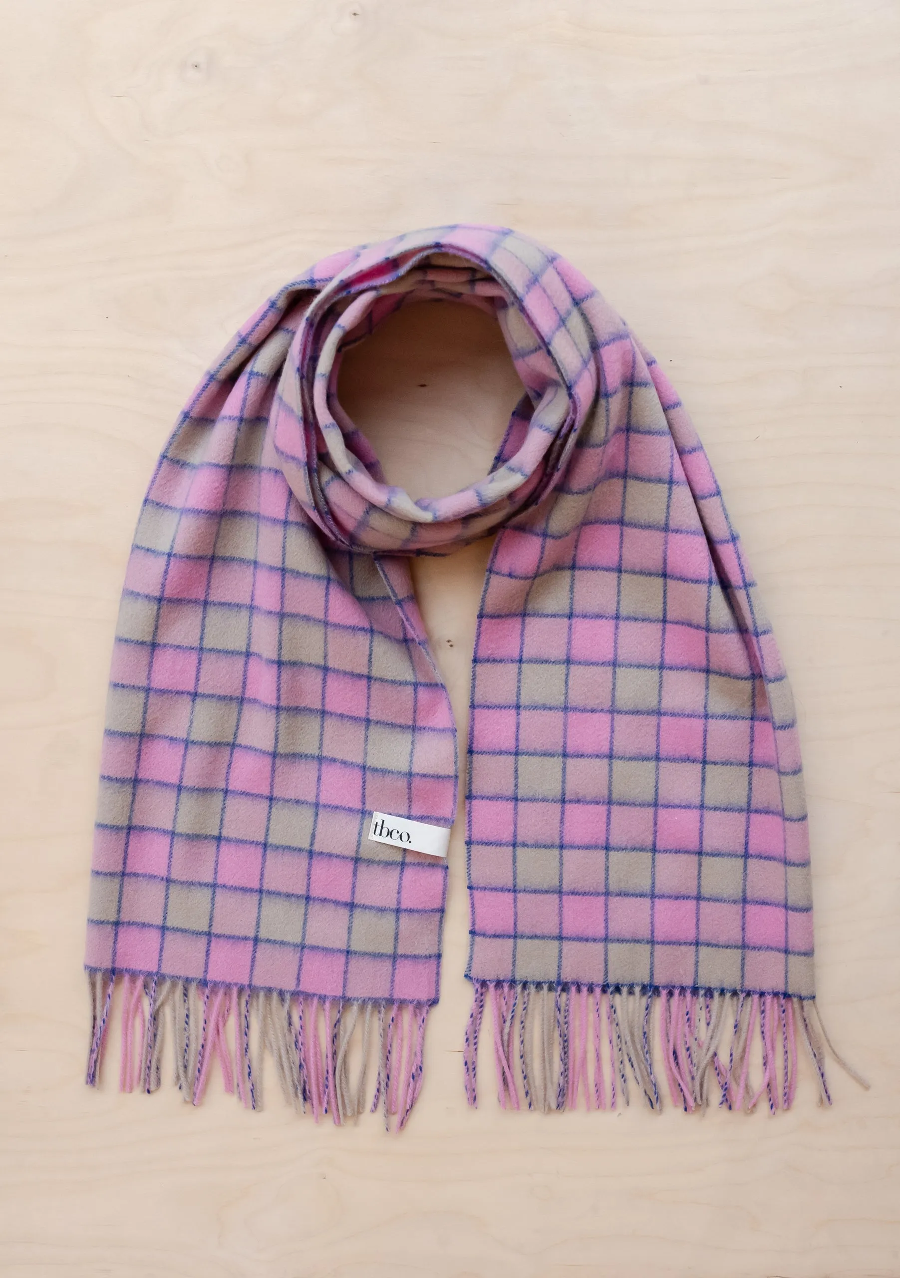 Lambswool Oversized Scarf in Pink Gingham