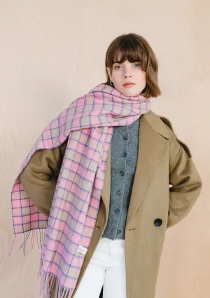 Lambswool Oversized Scarf in Pink Gingham