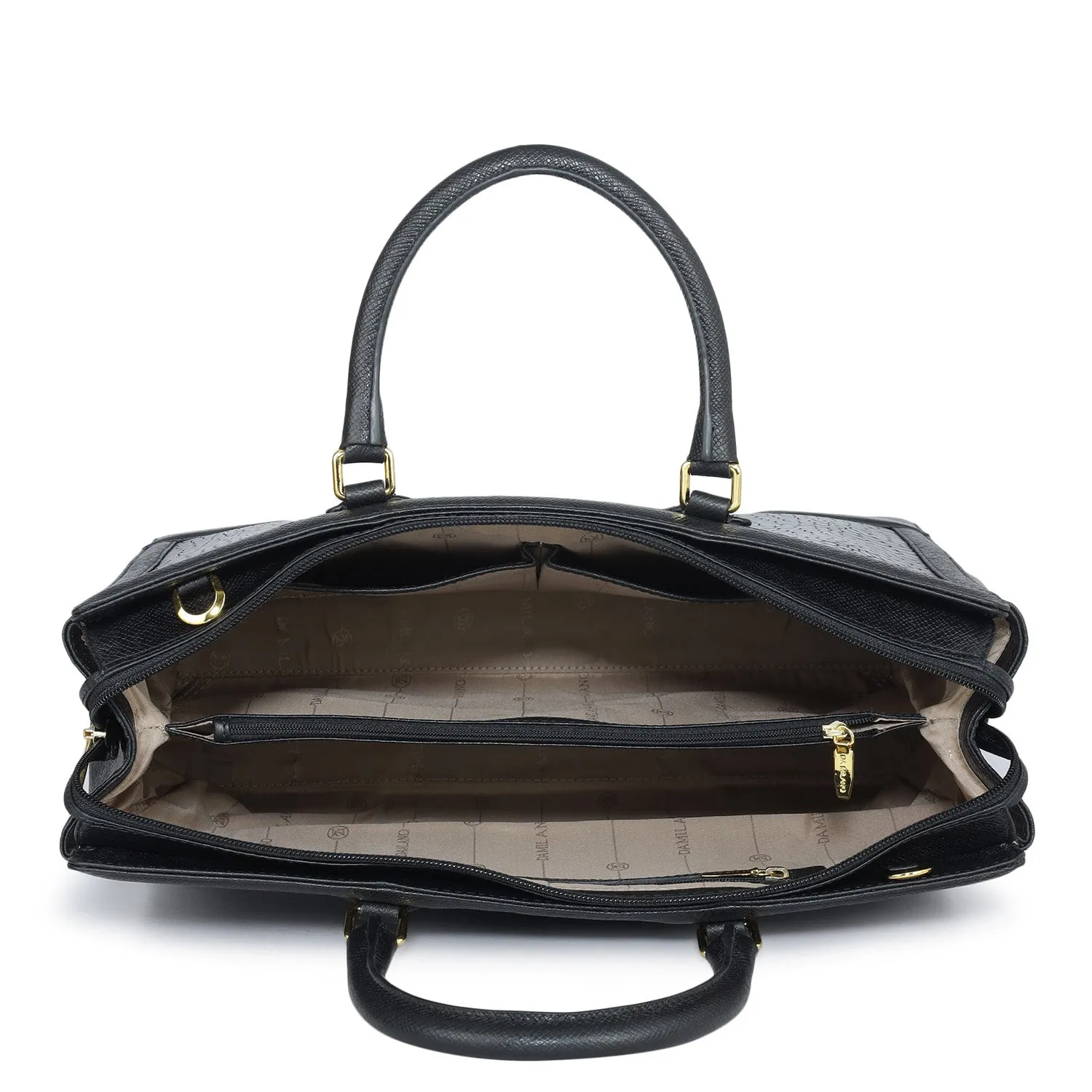 Large Croco Franzy Leather Satchel - Black