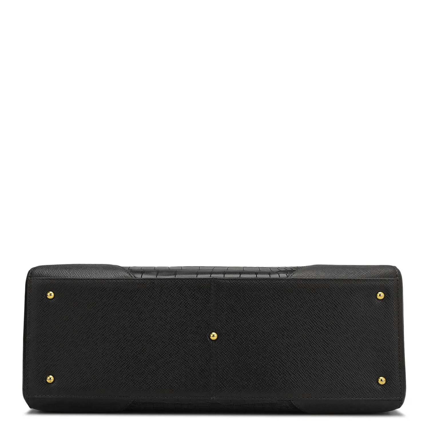 Large Croco Franzy Leather Satchel - Black