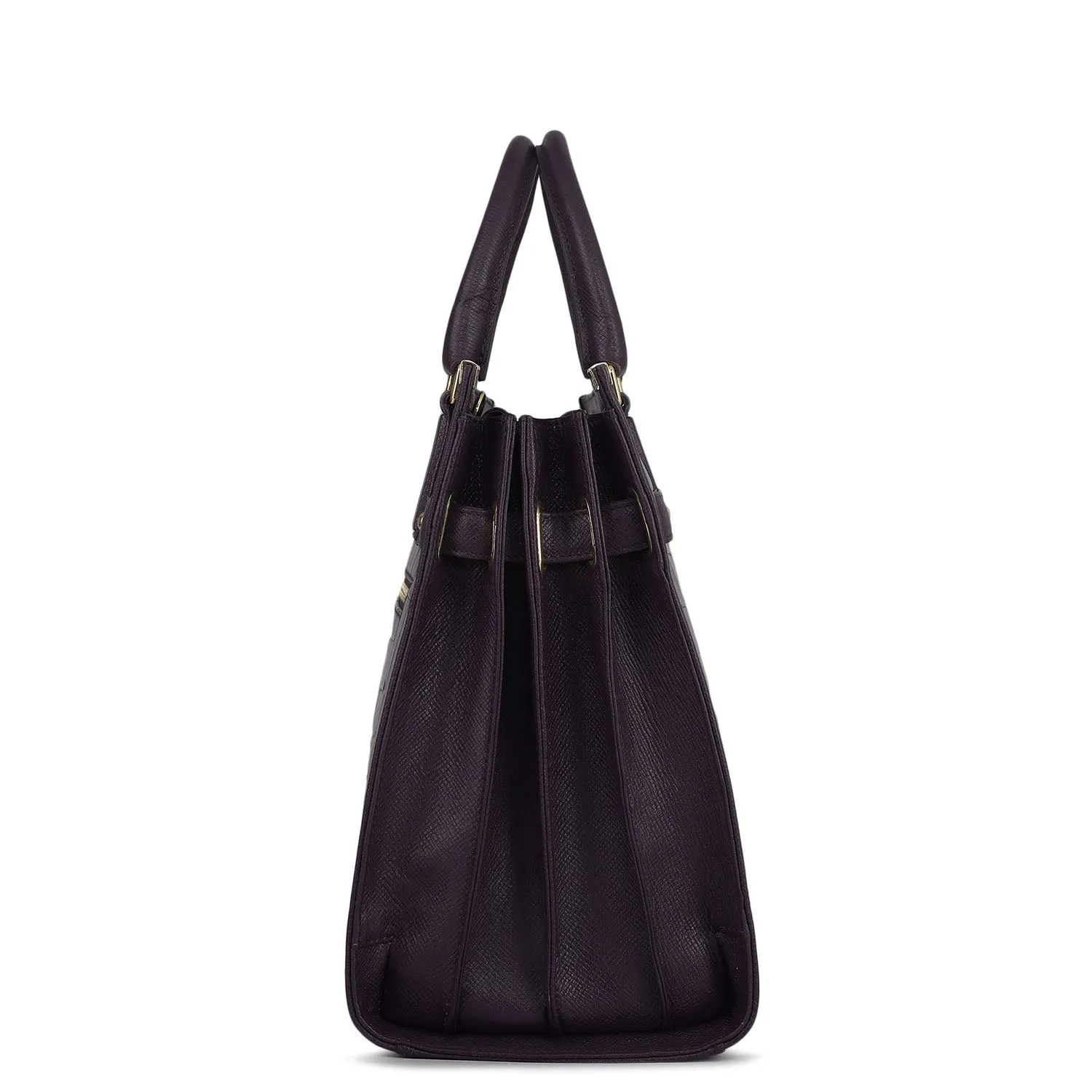 Large Croco Franzy Leather Satchel - Grapevine