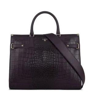 Large Croco Franzy Leather Satchel - Grapevine