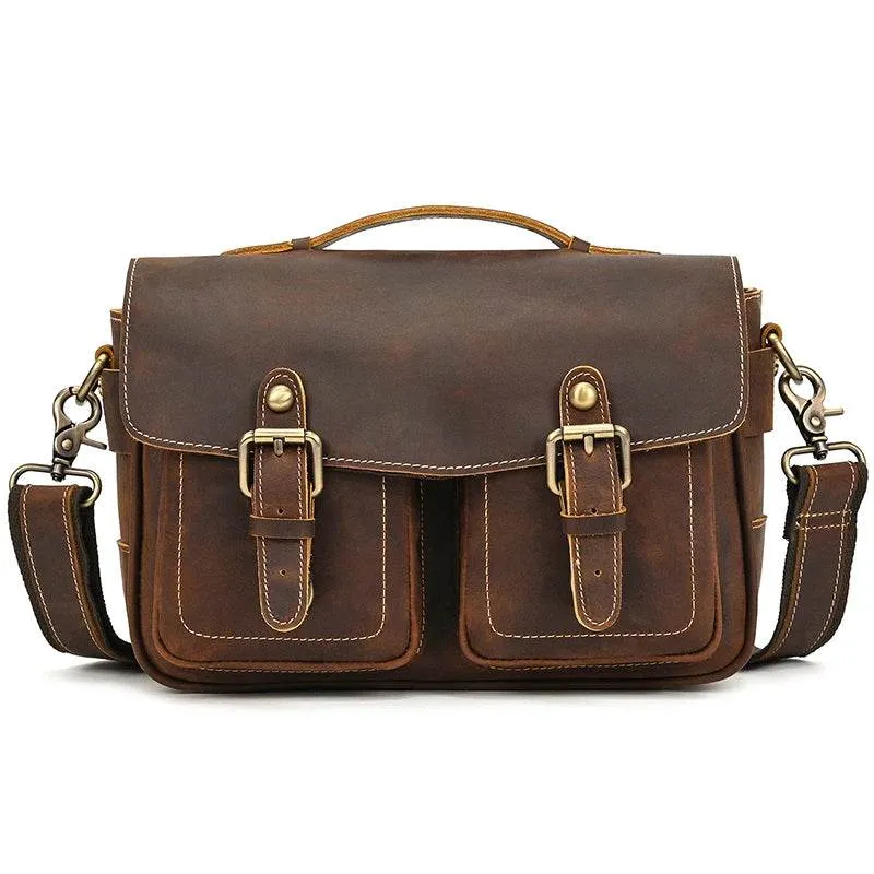 Large Leather Messenger Bag for Men Cowskin Shoulder Bag