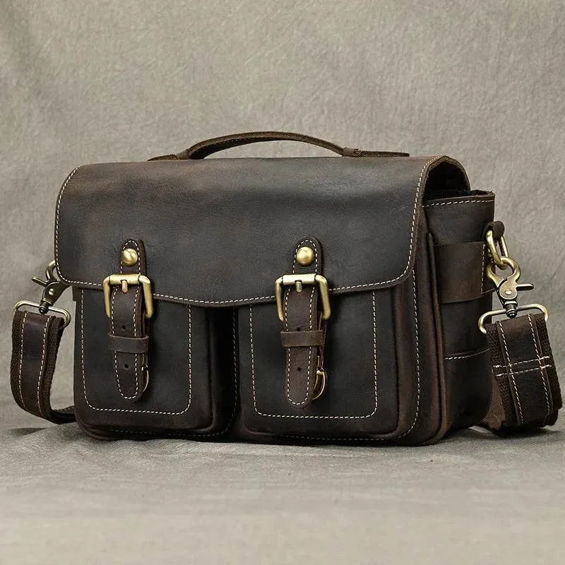 Large Leather Messenger Bag for Men Cowskin Shoulder Bag