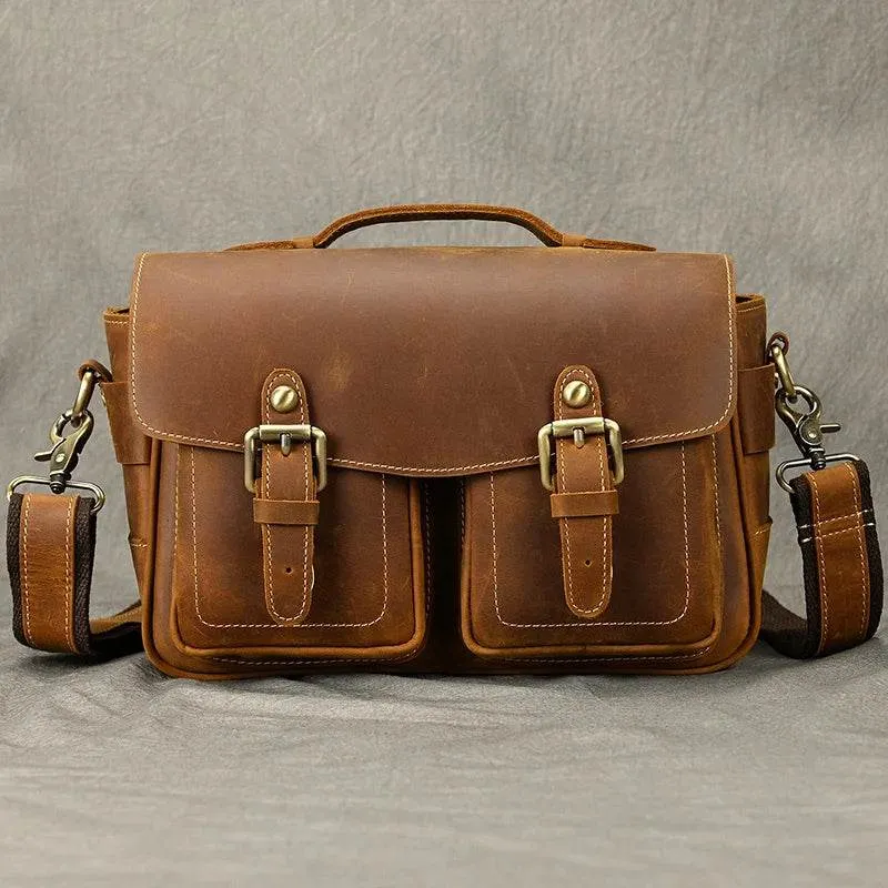 Large Leather Messenger Bag for Men Cowskin Shoulder Bag