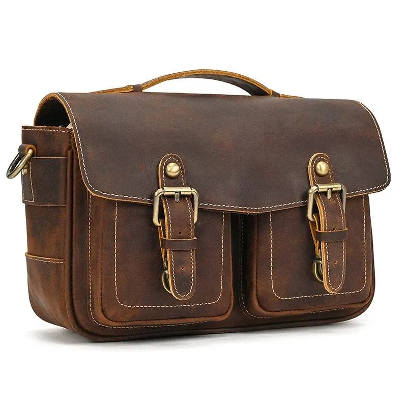 Large Leather Messenger Bag for Men Cowskin Shoulder Bag