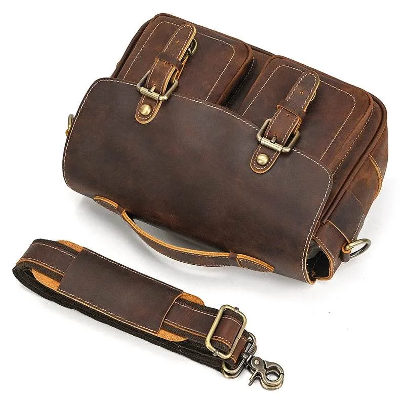 Large Leather Messenger Bag for Men Cowskin Shoulder Bag