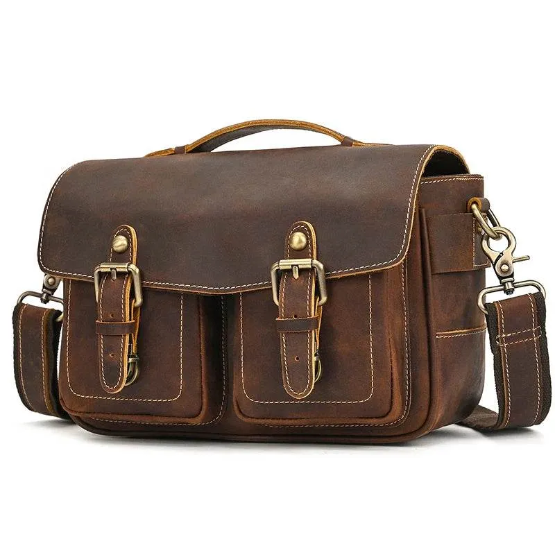 Large Leather Messenger Bag for Men Cowskin Shoulder Bag
