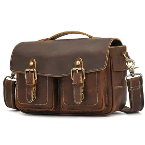 Large Leather Messenger Bag for Men Cowskin Shoulder Bag
