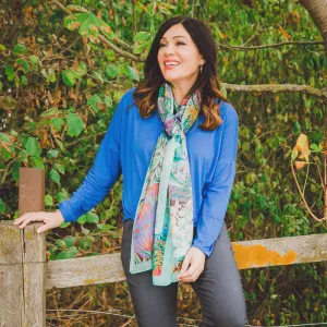Large Pure Silk Scarf - Turquoise