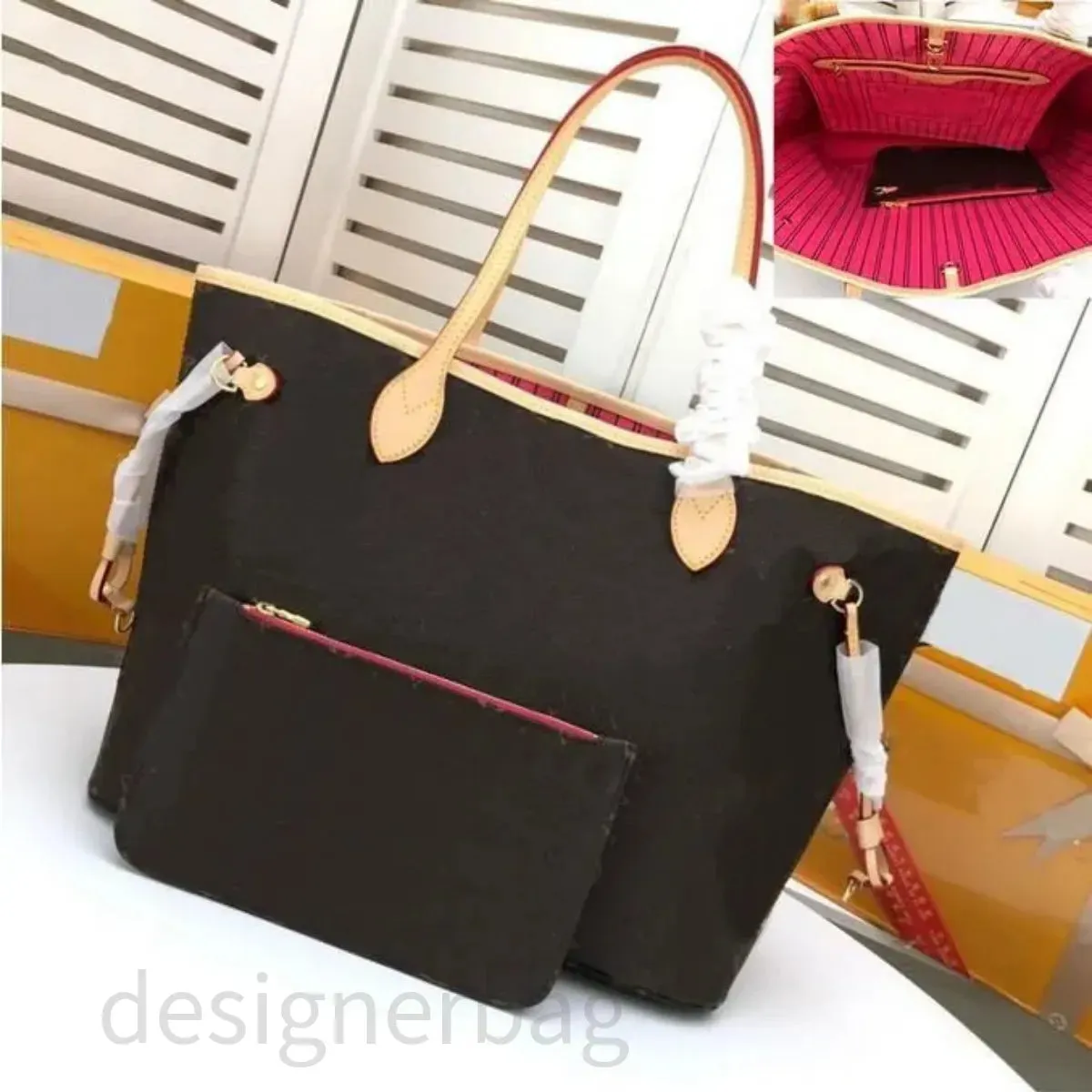 Large tote bag designer women totes shoulder bag classic genuine leather woman 3 sizes luxury handbag purse coffee Check large practical bag clutch wallet