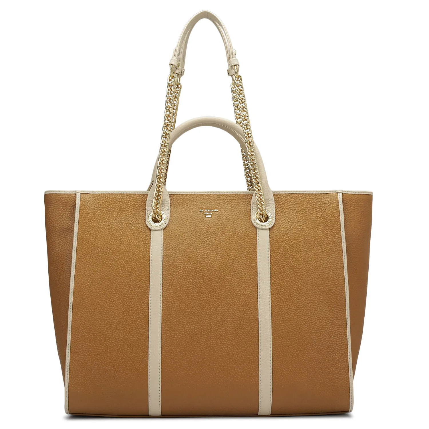 Large  Wax Leather Satchel - Caramel