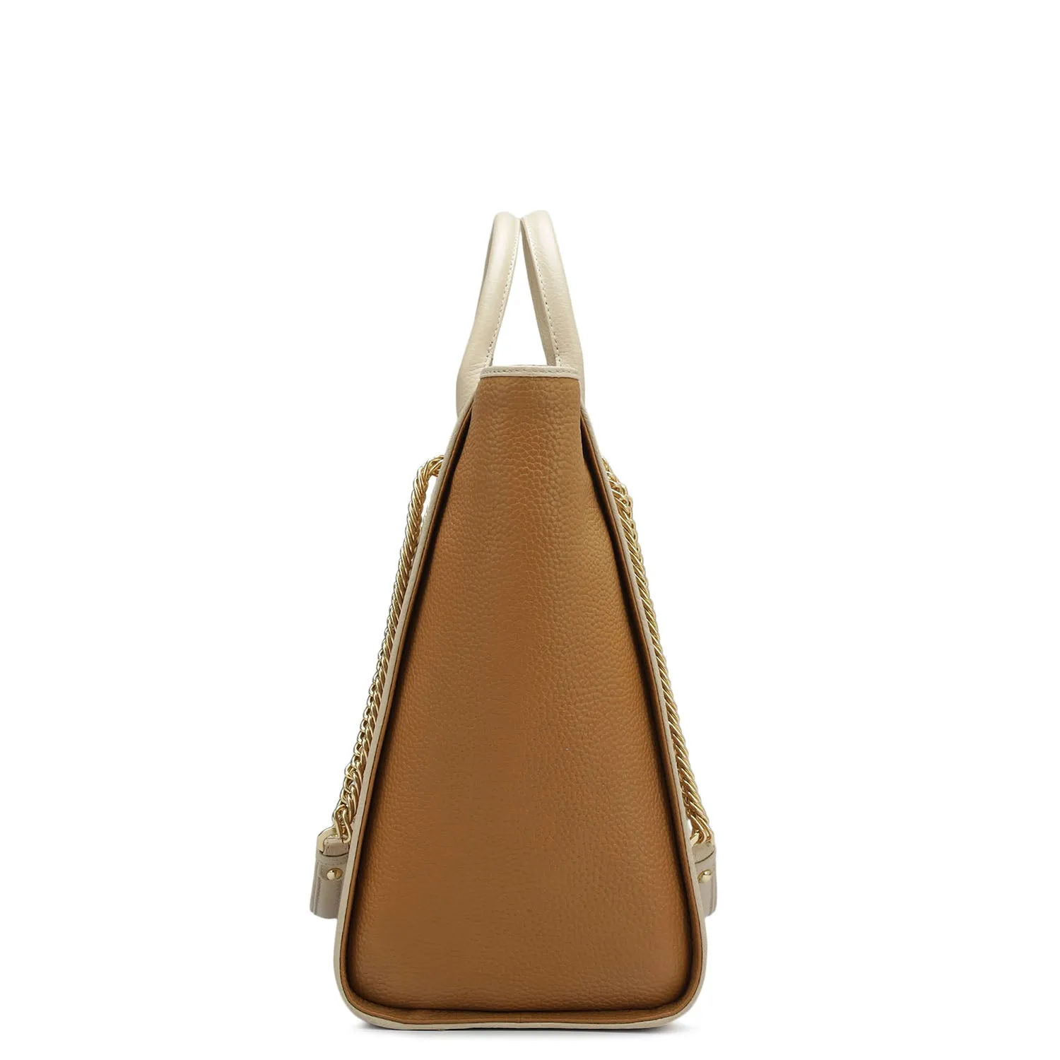 Large  Wax Leather Satchel - Caramel