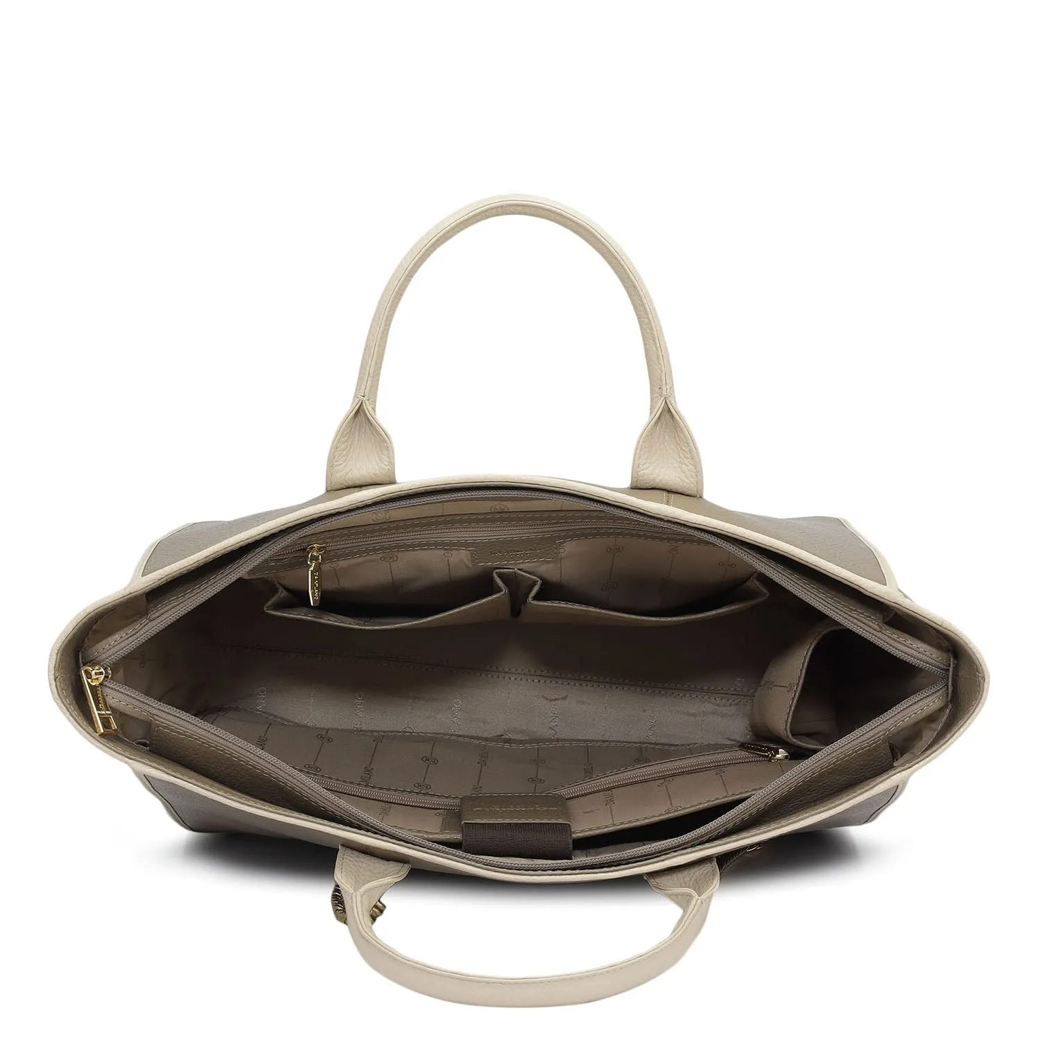 Large Wax Leather Satchel - Greyish Taupe