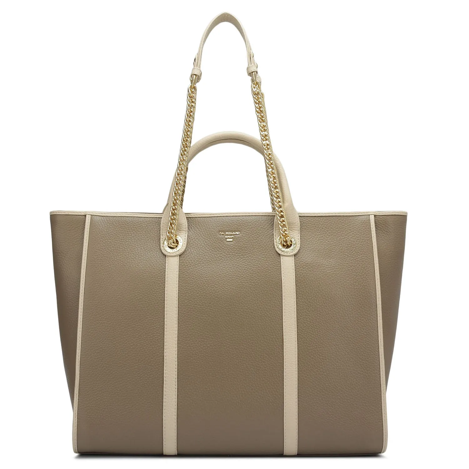 Large Wax Leather Satchel - Greyish Taupe