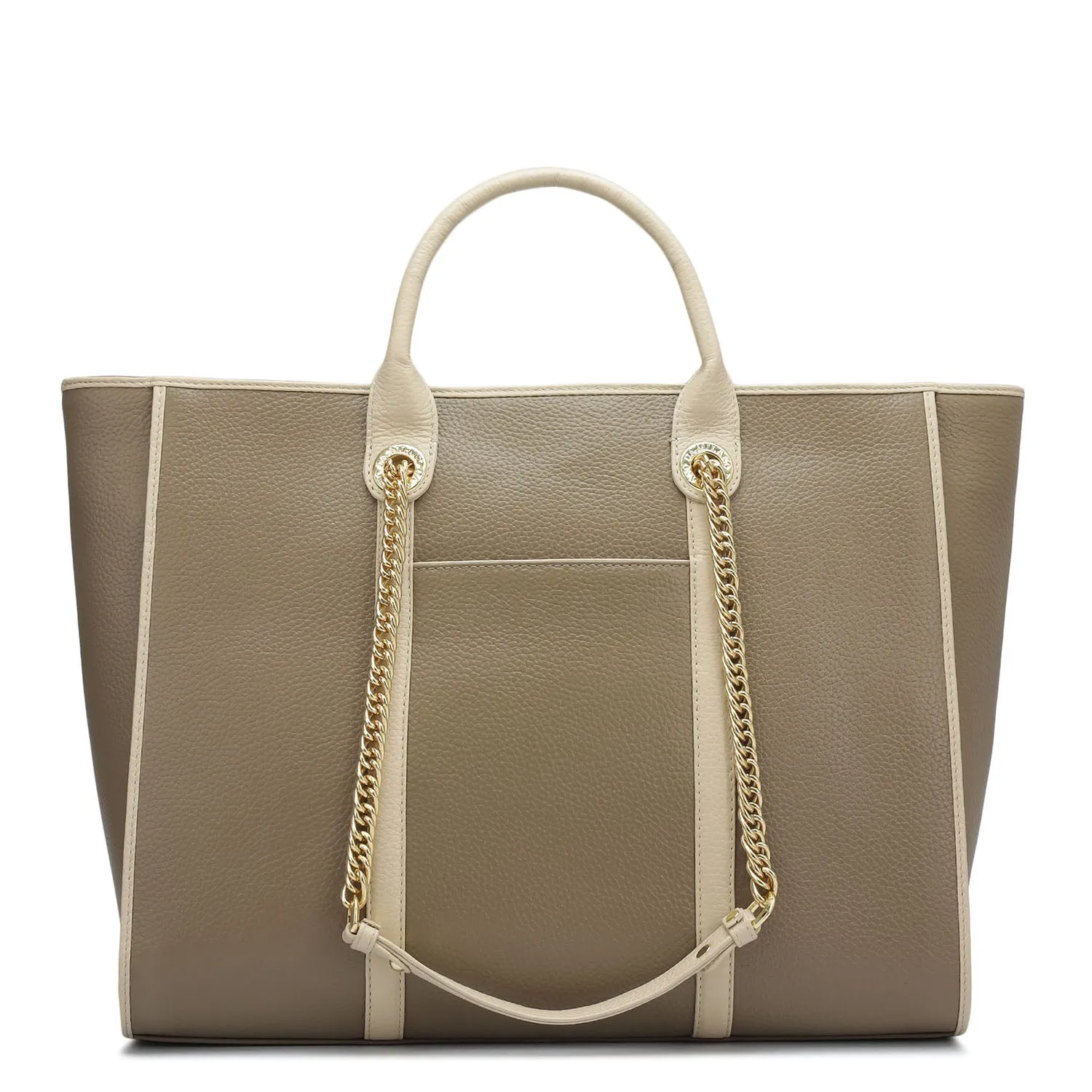 Large Wax Leather Satchel - Greyish Taupe