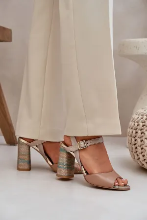 Laura Messi natural leather heel sandals