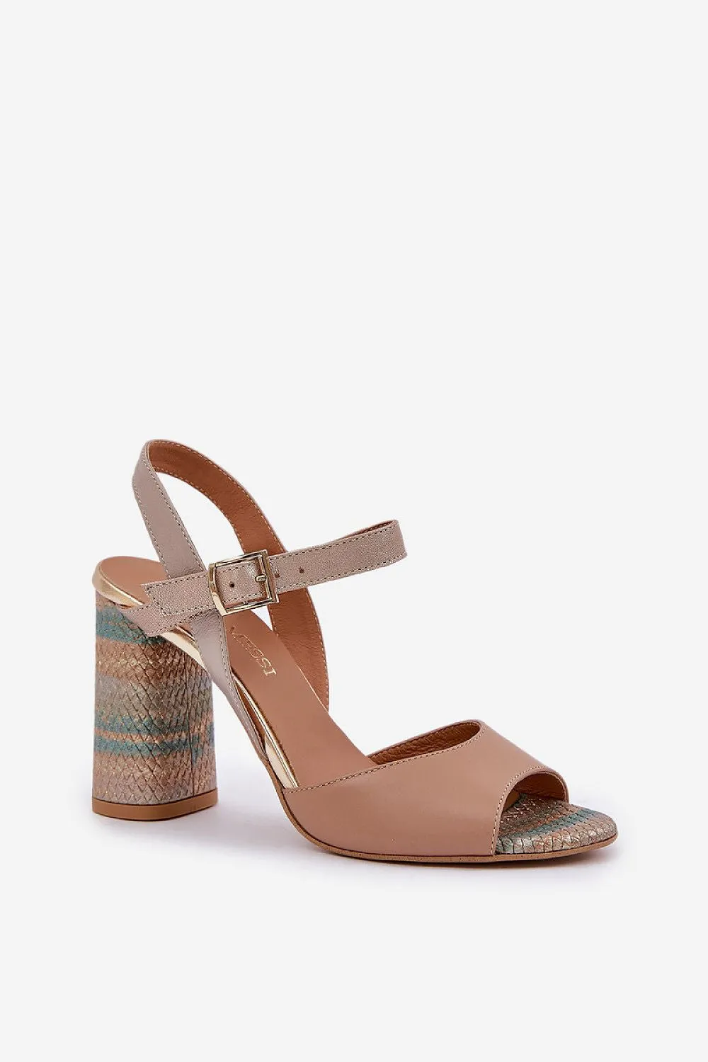 Laura Messi natural leather heel sandals