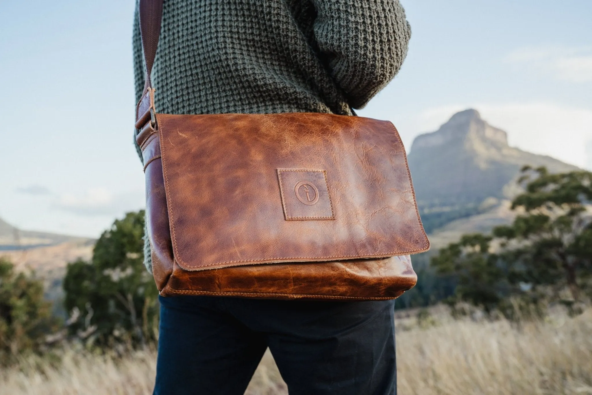 Leather Messenger Bag for Men - Soldier - 15