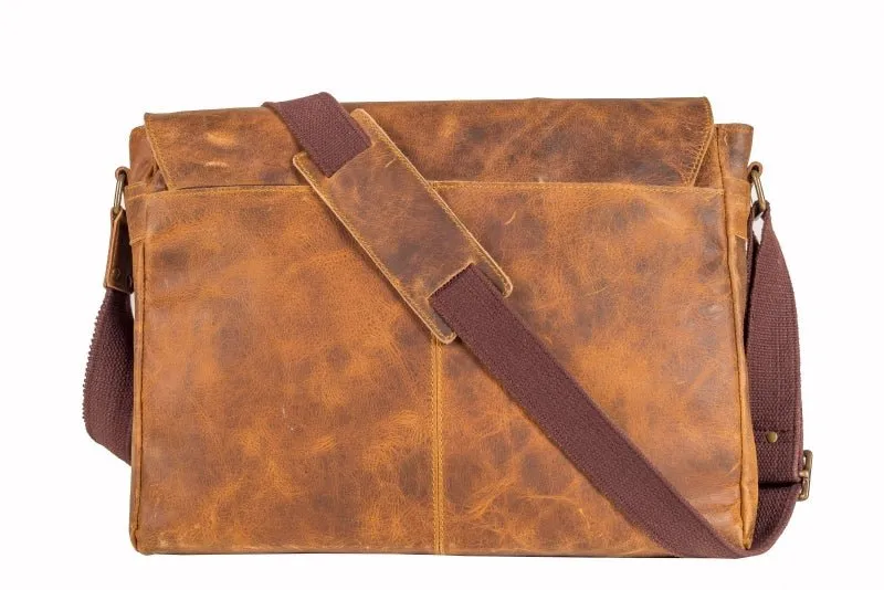 Leather Messenger Bag for Men - Soldier - 15