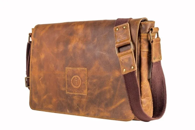 Leather Messenger Bag for Men - Soldier - 15