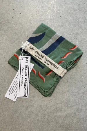 LES BELLES VAGABONDES MINI SILK SCARF FORGET ME NOT KHAKI