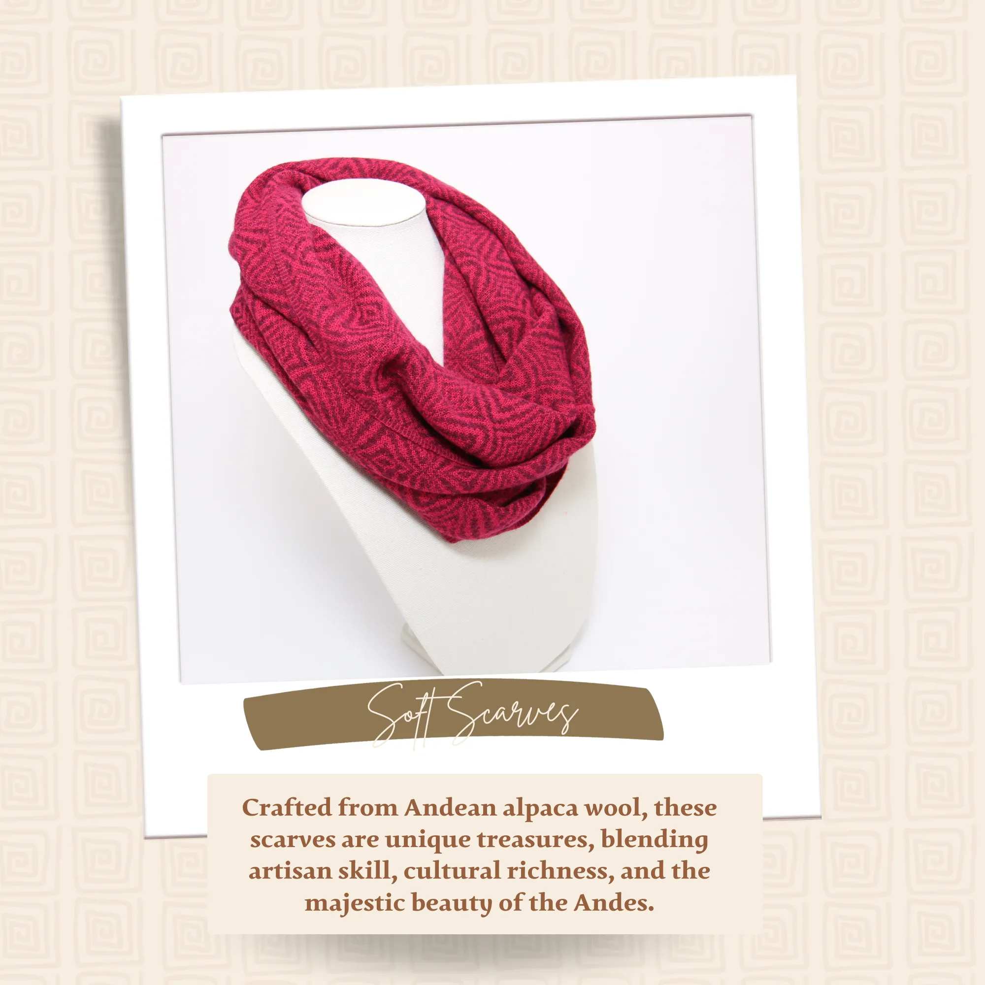 Light Red Alpaca Infinity Scarf