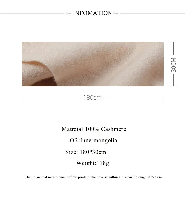 Lightweight Cashmere Scarf for Women - Fashionable Plaid Design, 180cm Length, Perfect for Winter Outdoors
