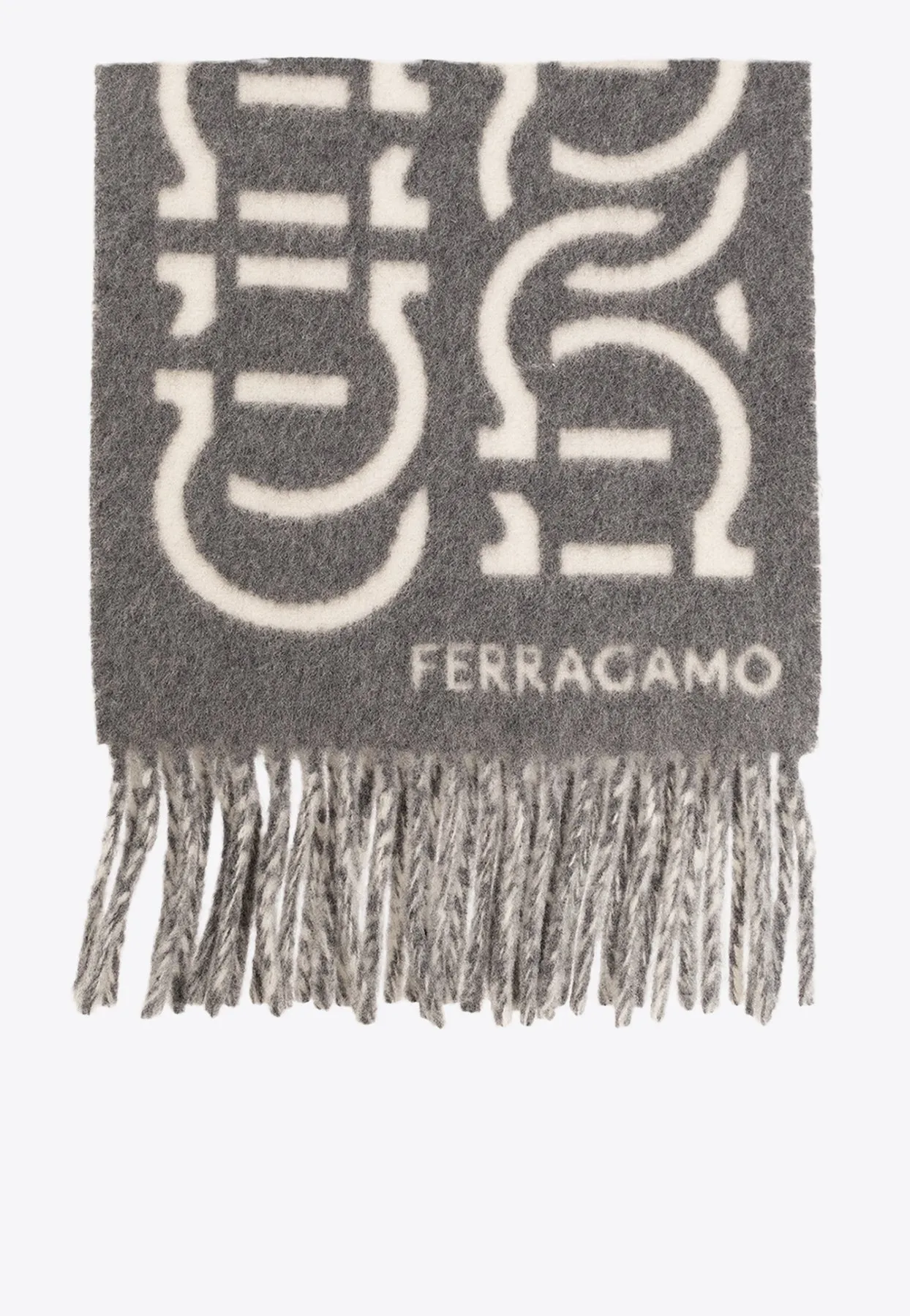 Logo Pattern Wool Scarf