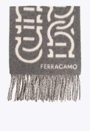 Logo Pattern Wool Scarf