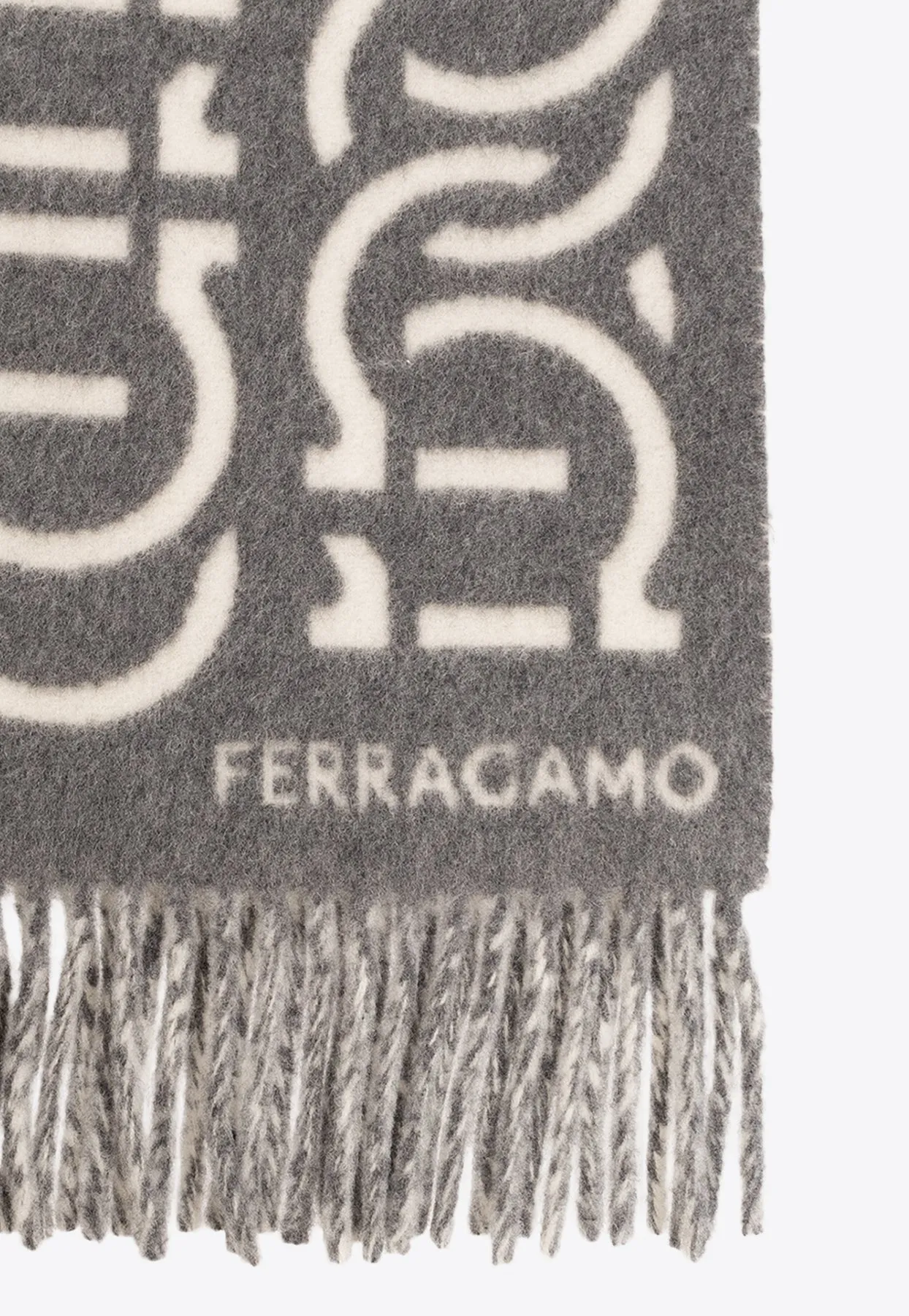 Logo Pattern Wool Scarf