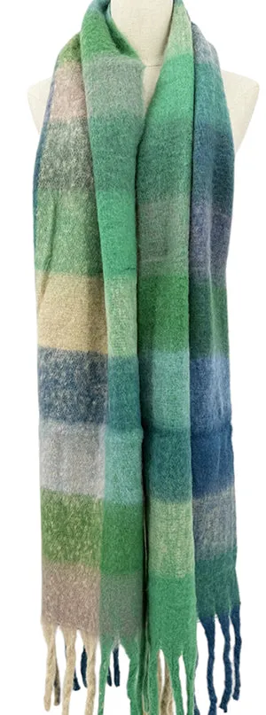 Long Check Tassel Scarf in Soft Viscose ~ Dublin