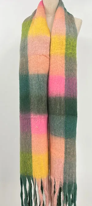 Long Check Tassel Scarf in Soft Viscose ~ Vienna