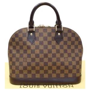 LOUIS VUITTON Alma Damier Ebene Satchel Handbag Brown